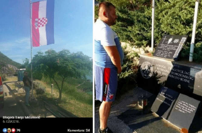 “ĐETIĆA” IZ CRNE GORE  “STISNULO” KOD HRVATSKE ZASTAVE A urinirao i po spomeniku hercegovačkog ratnog heroja