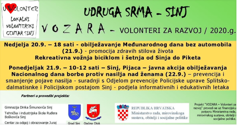 Obilježavanje dviju akcija u Sinju: “VOZARA – volonteri za razvoj”
