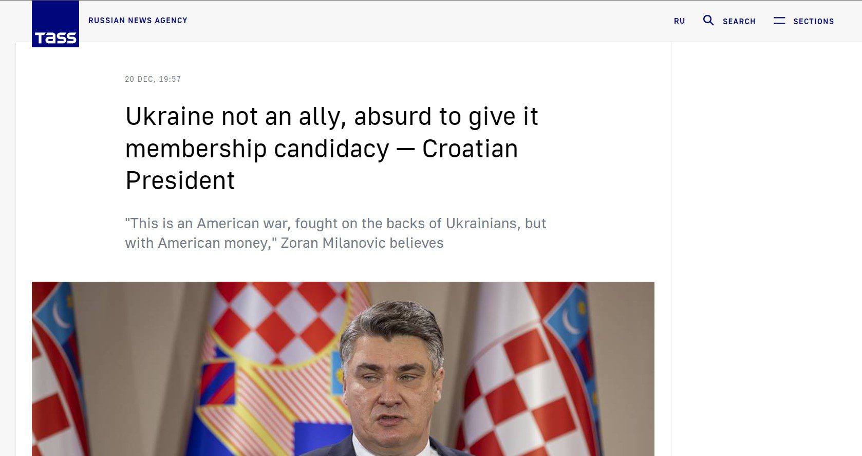 Ruski prorežimski mediji oduševljeni Milanovićem: “Na našoj je strani!”