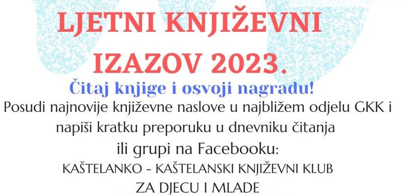 Ljetni književni izazov Gradske knjižnice Kaštela 2023. – čitaj knjige i osvoji diplomu i nagradu