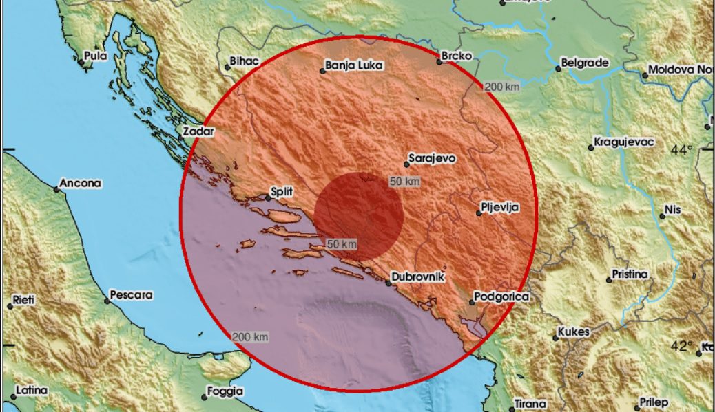 Snažan potres magnitude 4.6 po Richteru zatresao Dalmaciju, BiH i Crnu Goru