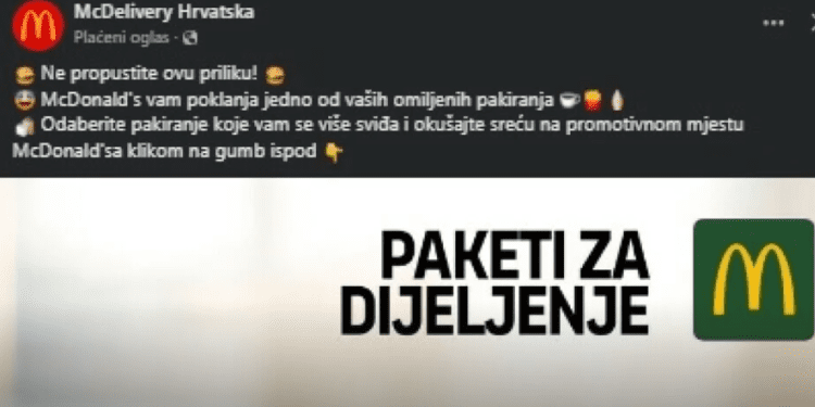 Na Facebooku kruži nova prijevara: Predstavljaju se kao McDonald’s, a žele vam ukrasti podatke