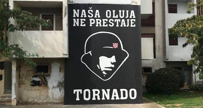 Zadar: U tijeku prosvjed protiv uklanjanja domoljubnog murala UN Tornado koji prikazuje hrvatskog vojnika