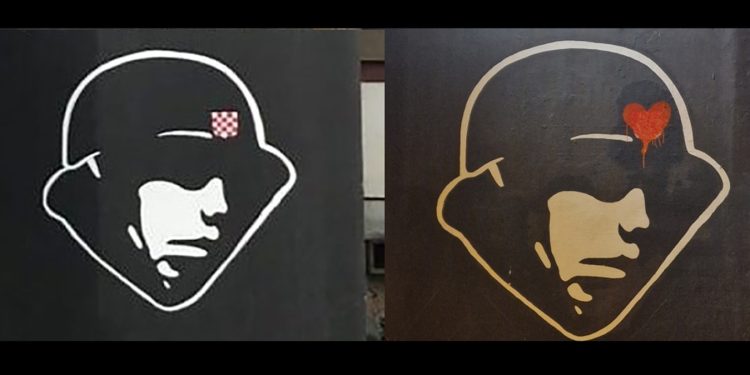 Zadar: Nepoznati počinitelj vandalizirao mural hrvatskom vojniku, prešarao šahovnicu s crvenim srcem