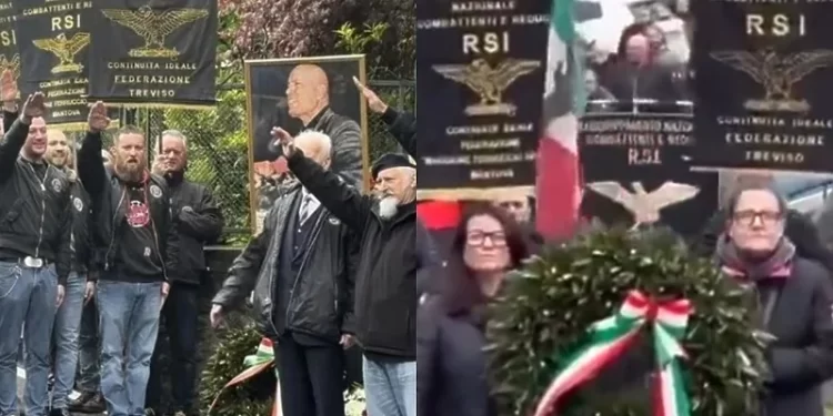 VIDEO Šokantne scene u Italiji: Neofašisti odjeveni u crno marširali i odali počast Mussoliniju na mjestu gdje je uhićen 1945.