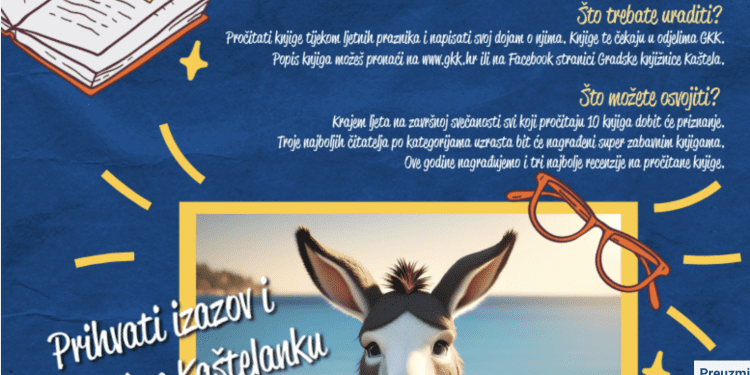 U Nadbiskupovom kaštelu upriličiti će se dodjela nagrada sudionicima natjecanja “Ljetni književni izazov Gradske knjižnice Kaštela”