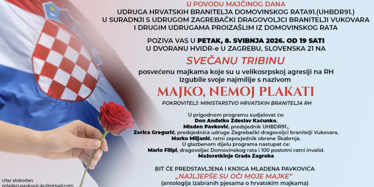 Svečana tribina i promocija knjige „Najljepše su oči moje majke“ u Zagrebu povodom Majčinog dana