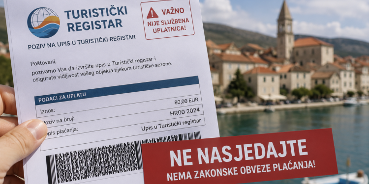 TZ Kaštela upozorava iznajmljivače: Ne nasjedajte na lažne uplatnice za “Turistički registar”