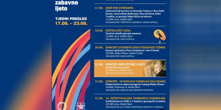 Bogat program Kaštelanskog kulturnog ljeta od 17. do 23. kolovoza